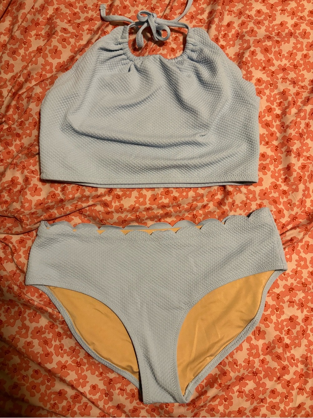 Old Navy Light Blue and Yellow Girls' Two-Piece Swim Bikini